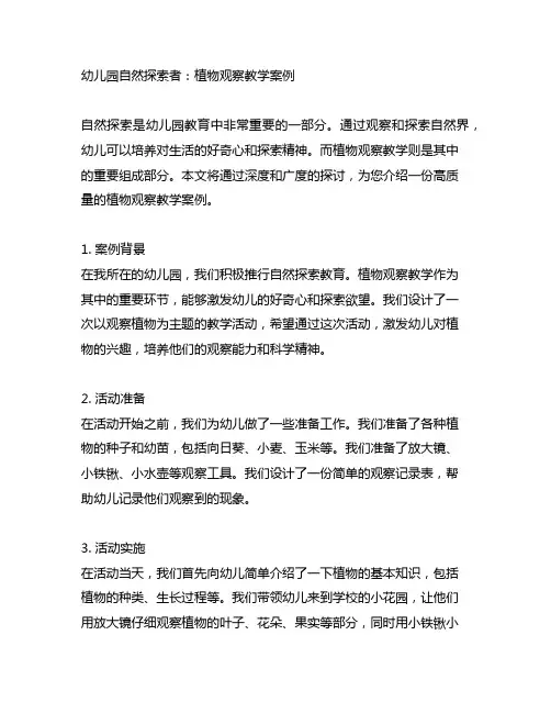 幼儿园自然探索者：植物观察教学案例