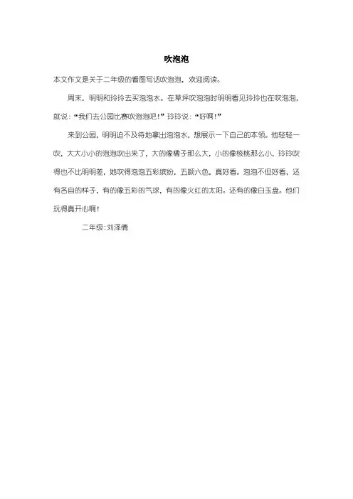 小学二年级看图写话：吹泡泡