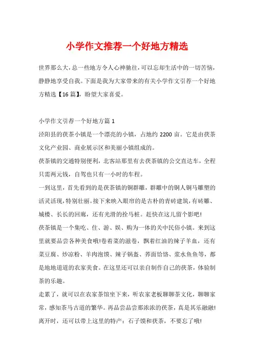 小学作文推荐一个好地方精选
