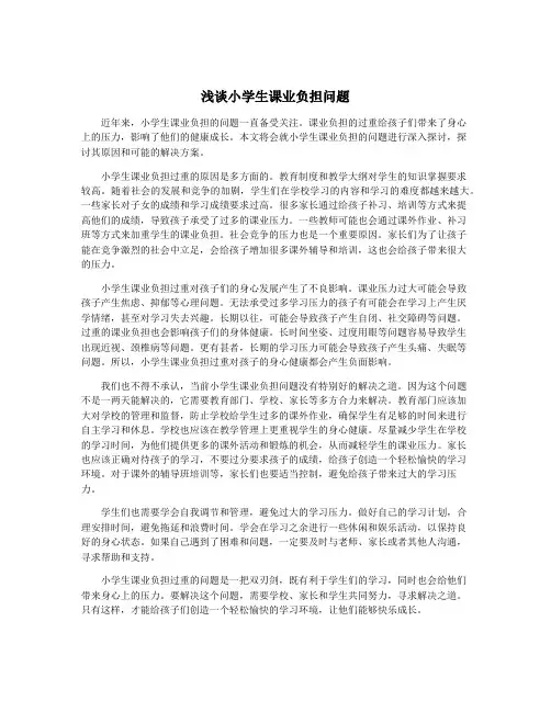 浅谈小学生课业负担问题