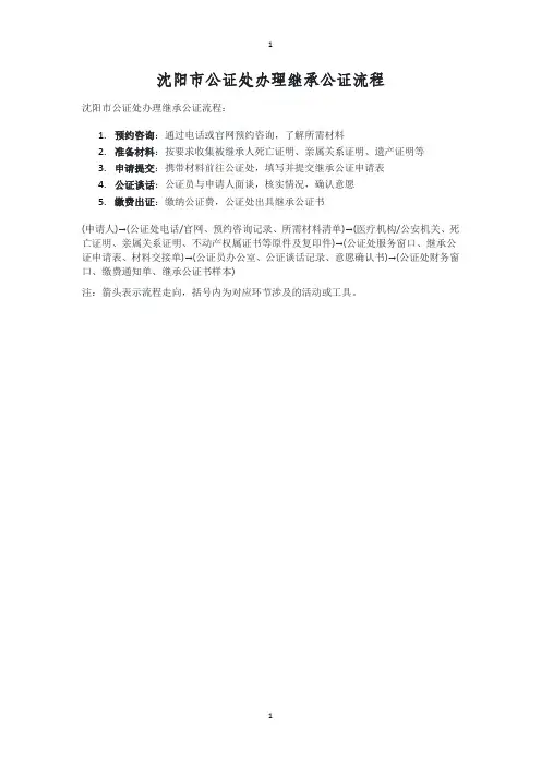 沈阳市公证处办理继承公证流程