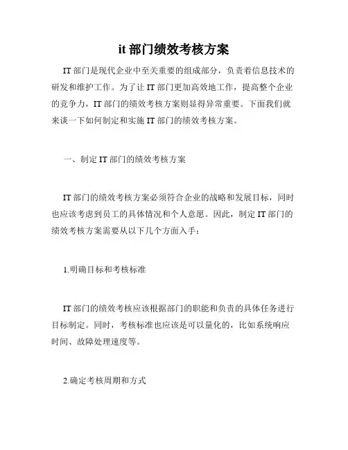 it部门绩效考核方案