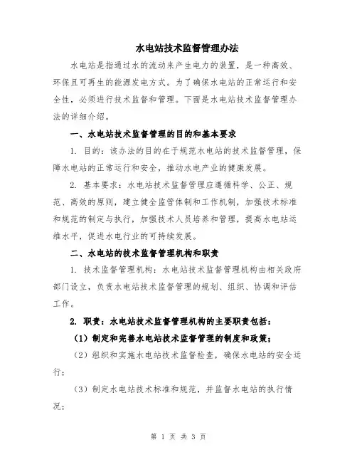 水电站技术监督管理办法