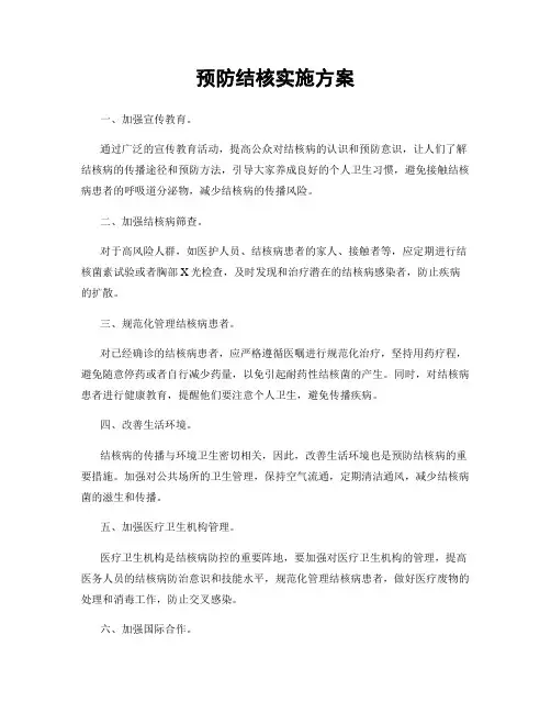 预防结核实施方案