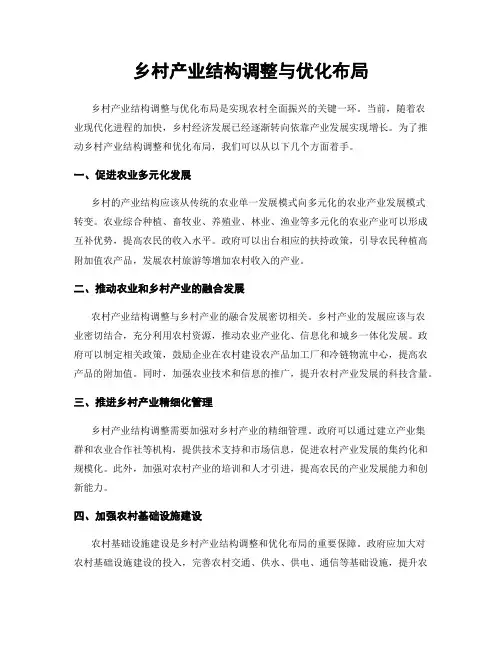 乡村产业结构调整与优化布局
