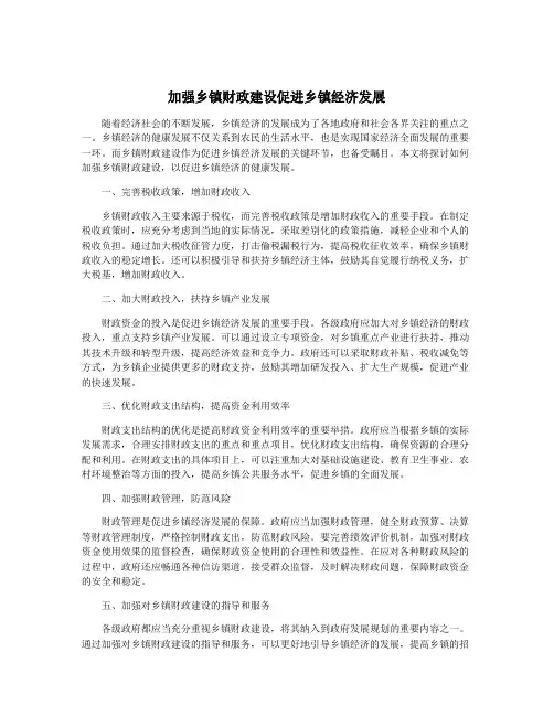 加强乡镇财政建设促进乡镇经济发展