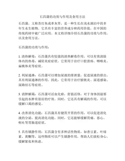 石昌蒲的功效与作用及食用方法