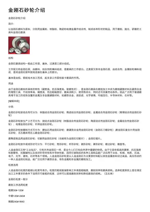 金刚石砂轮介绍