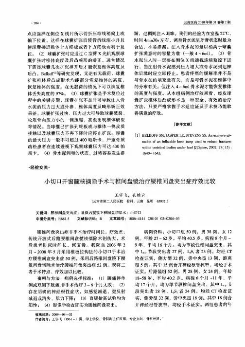 小切口开窗髓核摘除手术与椎间盘镜治疗腰椎间盘突出症疗效比较