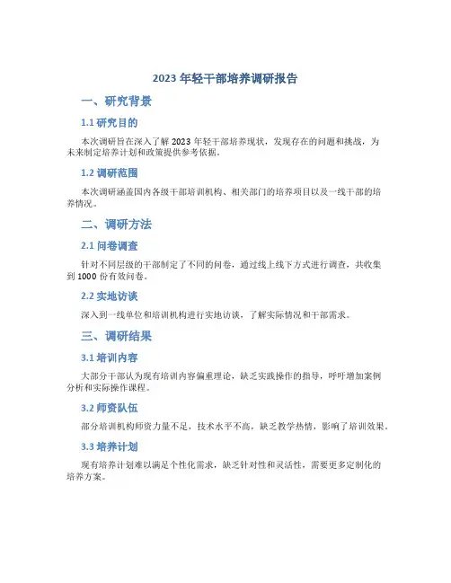 2023年轻干部培养调研报告
