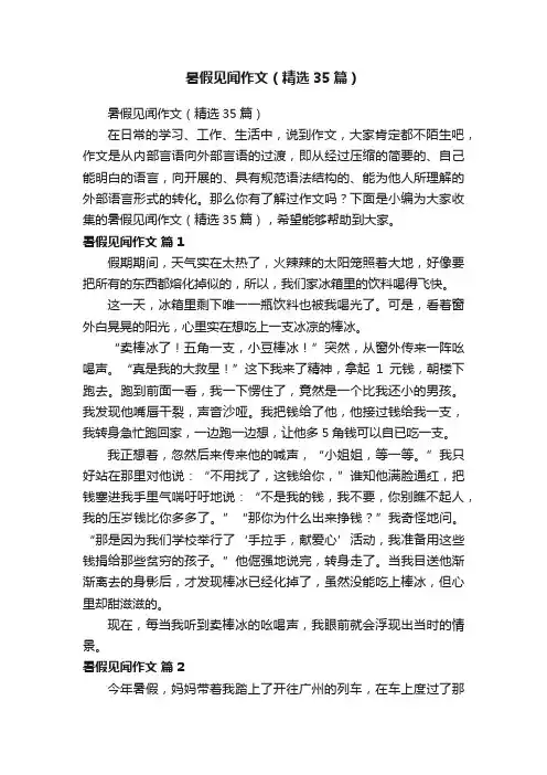 暑假见闻作文（精选35篇）
