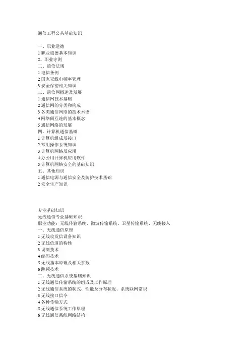 通信工程公共基础知识