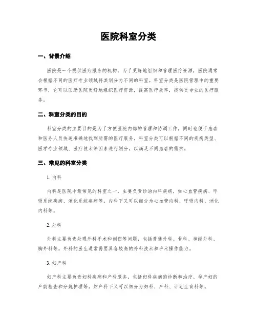 医院科室分类