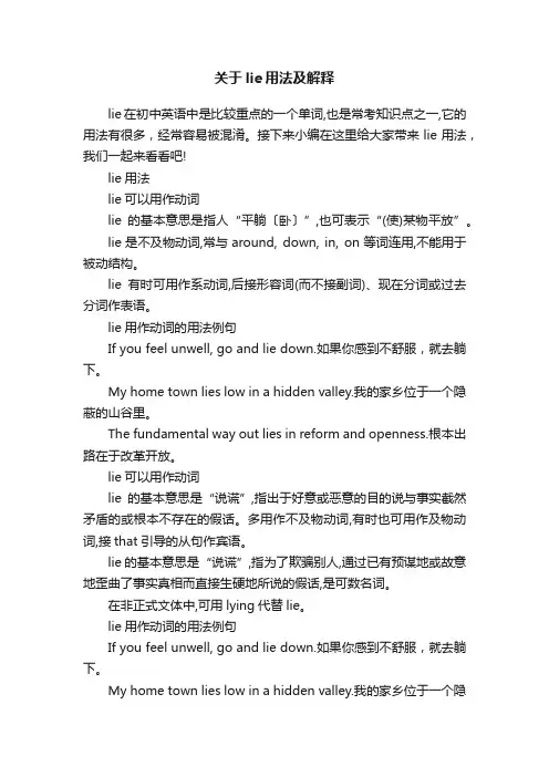 关于lie用法及解释