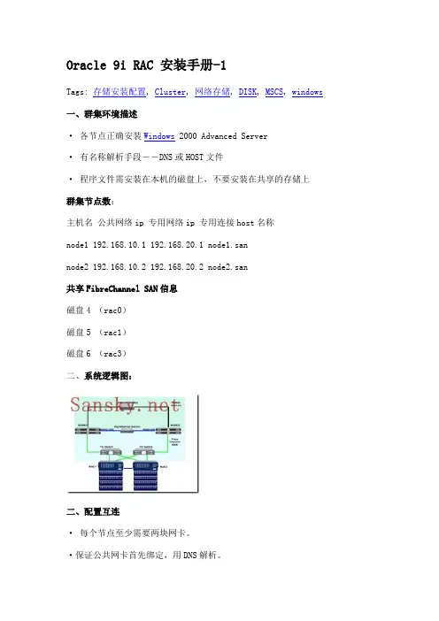 Oracle+9i+RAC-Oracle 9i RAC 安装手册-window