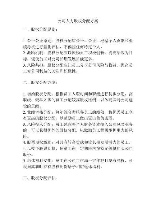 公司人力股权分配方案