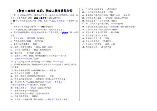 教育心理学代表人物及著作