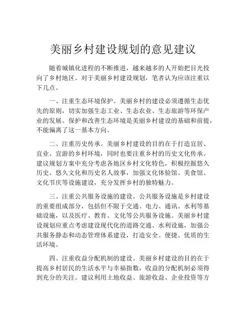 美丽乡村建设规划的意见建议