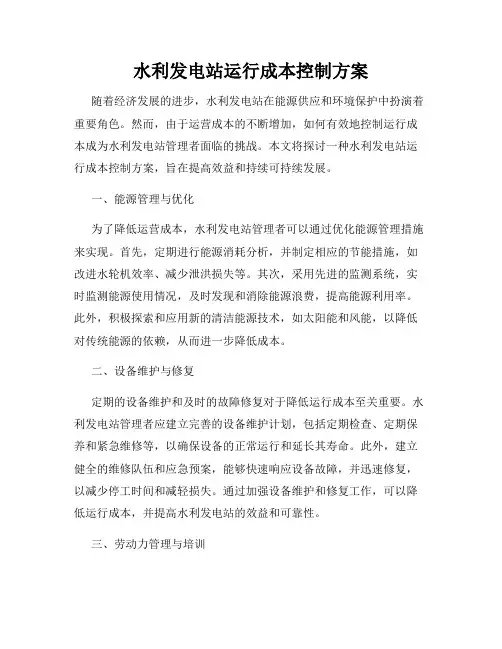 水利发电站运行成本控制方案