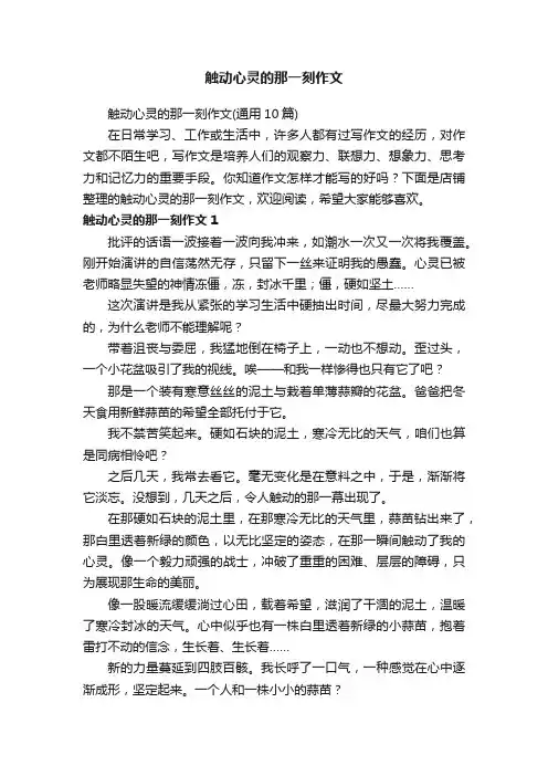 触动心灵的那一刻作文