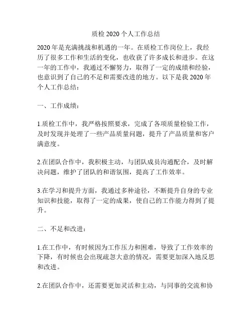 质检2020个人工作总结