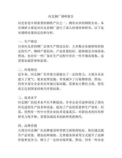 河北钢厂调研报告