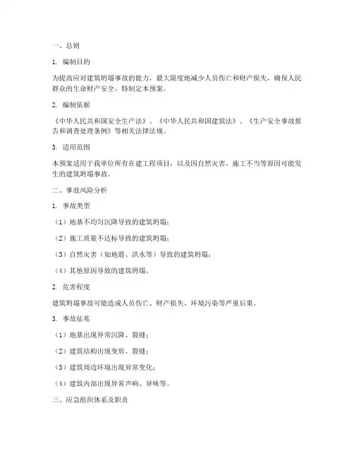 建筑坍塌事故预案范本