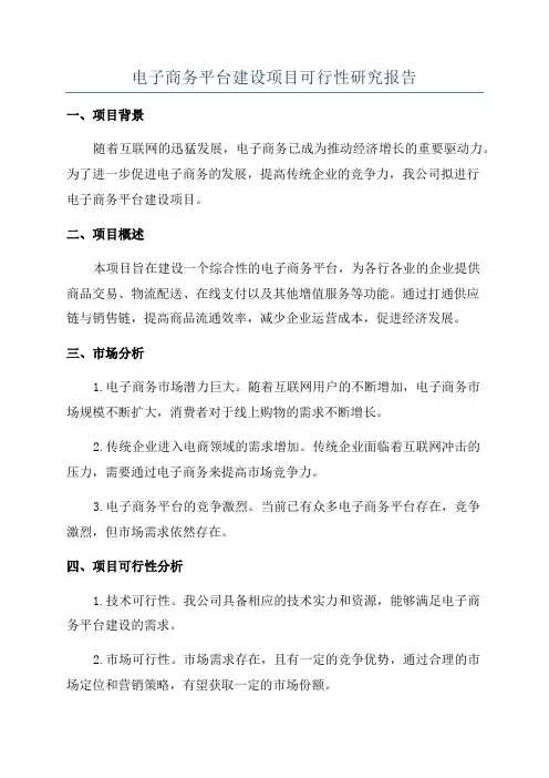 电子商务平台建设项目可行性研究报告