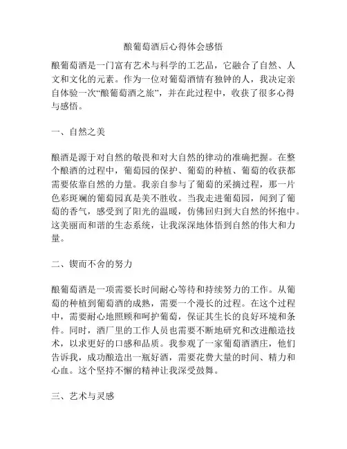 酿葡萄酒后心得体会感悟