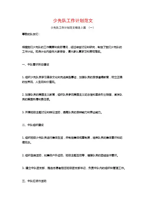 少先队工作计划范文3篇
