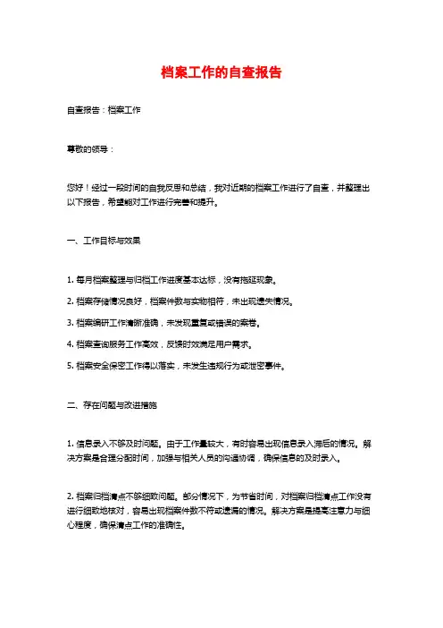 档案工作的自查报告 (2)