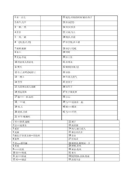 中考英语考纲词组