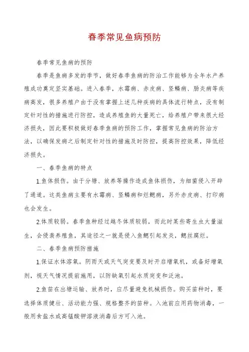 春季常见鱼病预防
