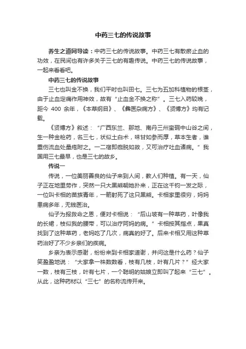 中药三七的传说故事