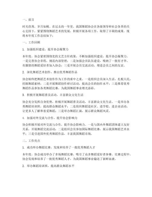 舞蹈协会年度总结范文