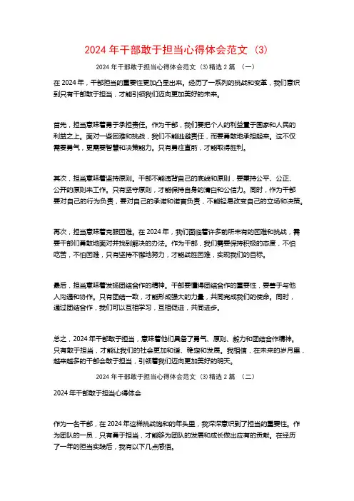 2024年干部敢于担当心得体会范文2篇