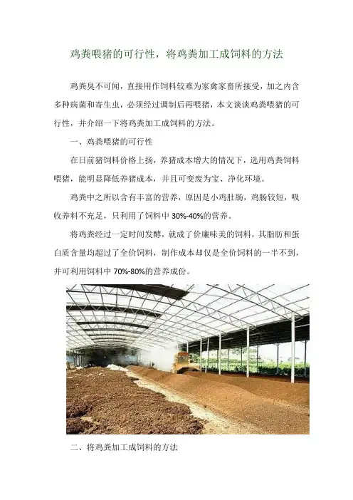 鸡粪喂猪的可行性,将鸡粪加工成饲料的方法