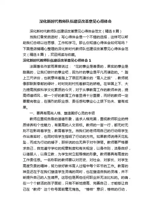 深化新时代教师队伍建设改革意见心得体会