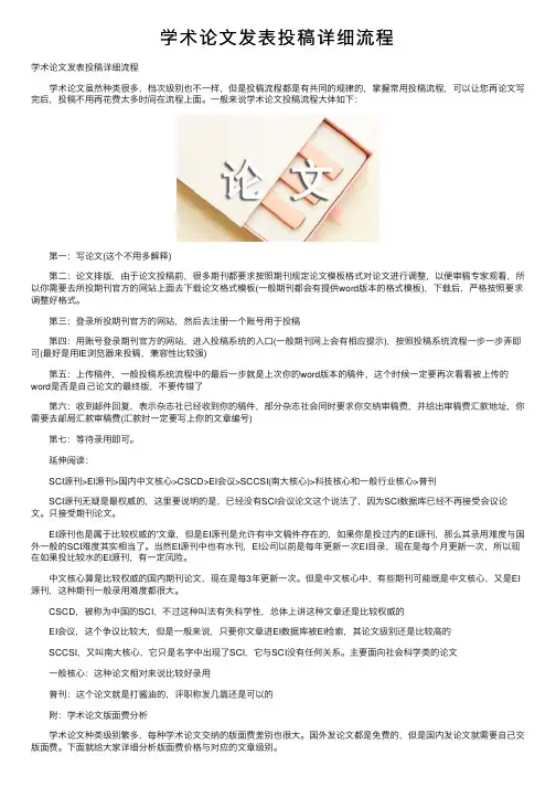 学术论文发表投稿详细流程