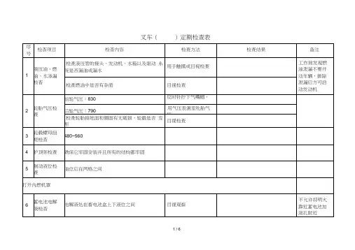 叉车定期安全检查表