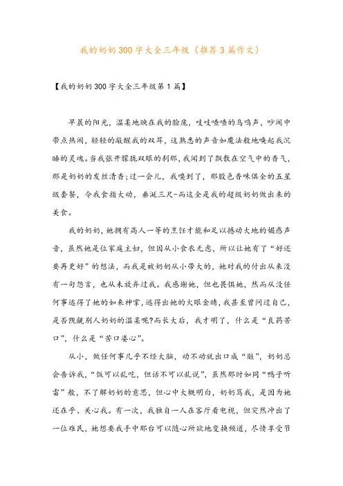 我的奶奶300字大全三年级(推荐3篇作文)