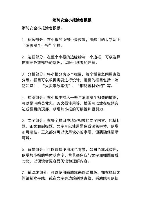 消防安全小报涂色模板