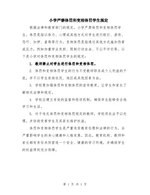 小学严禁体罚和变相体罚学生规定