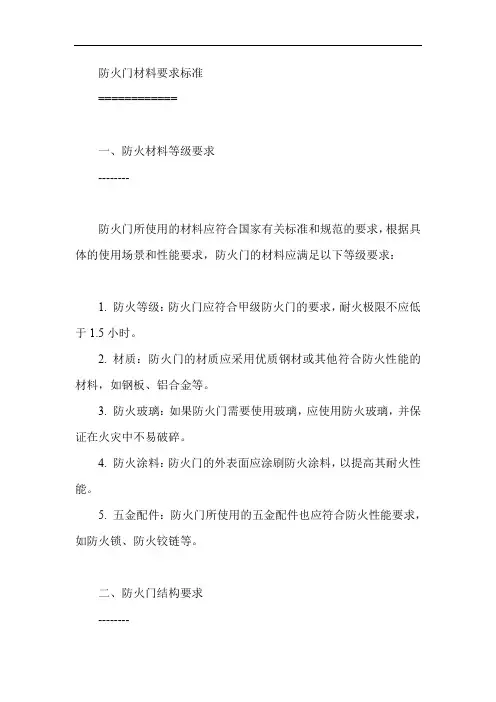 防火门材料要求标准