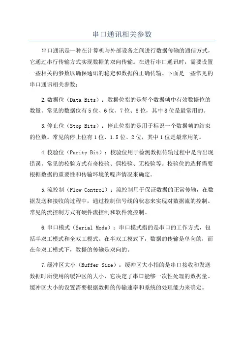 串口通讯相关参数