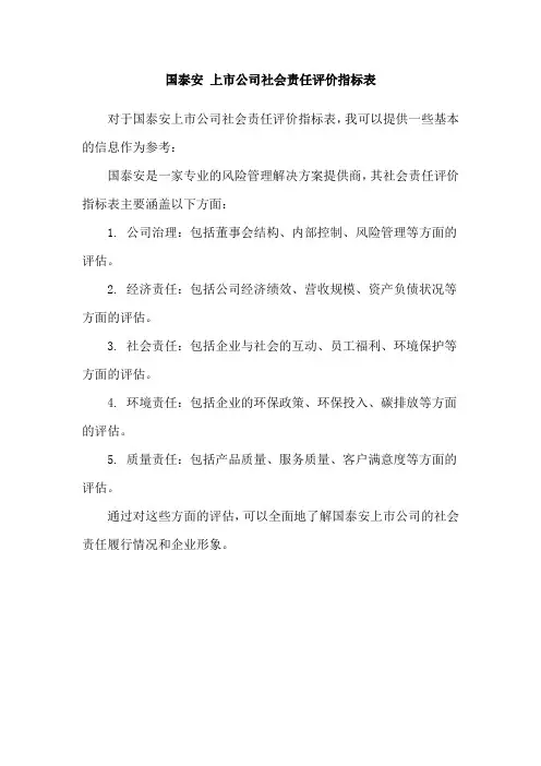 国泰安 上市公司社会责任评价指标表