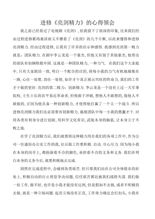 学习亮剑精神心得体会