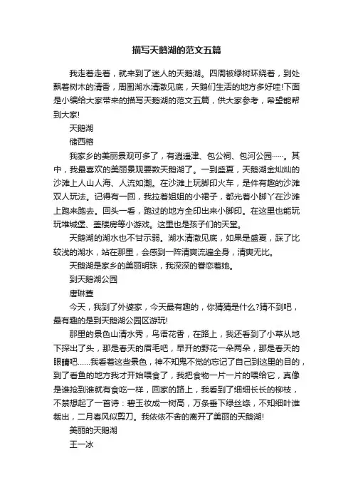 描写天鹅湖的范文五篇