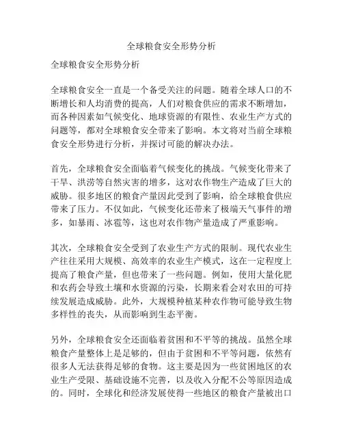 全球粮食安全形势分析