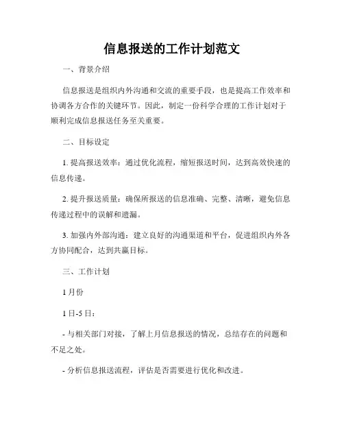 信息报送的工作计划范文